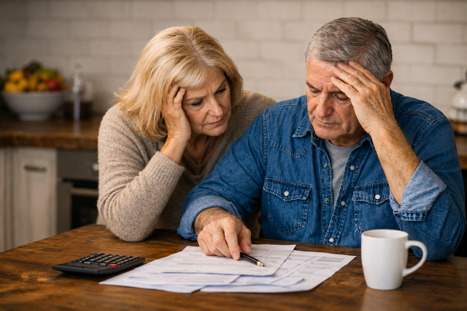 Couple worried about their mortgage at home